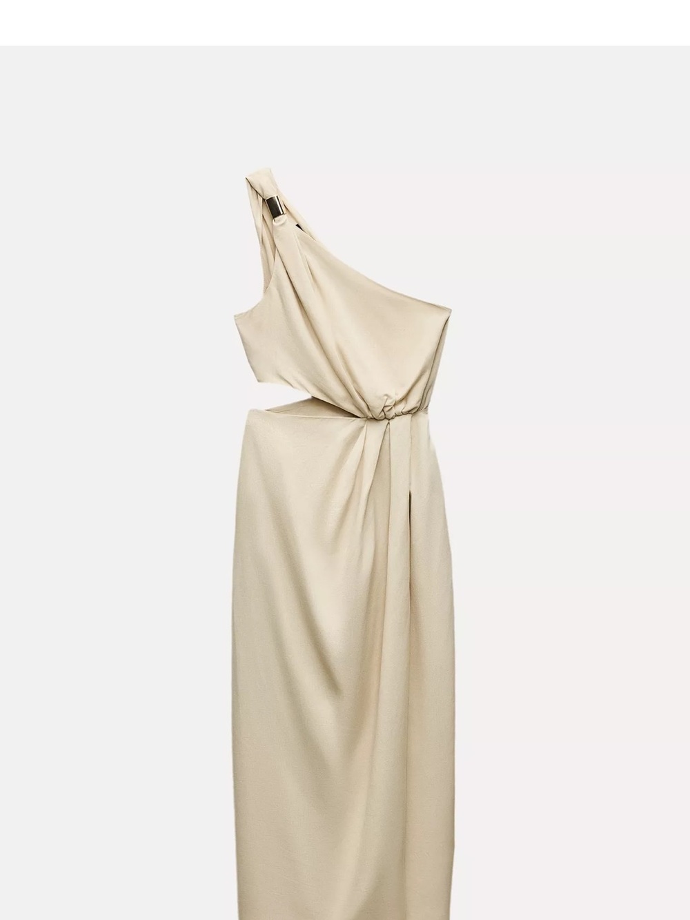 Zara One-Shoulder Cream Draped Gown